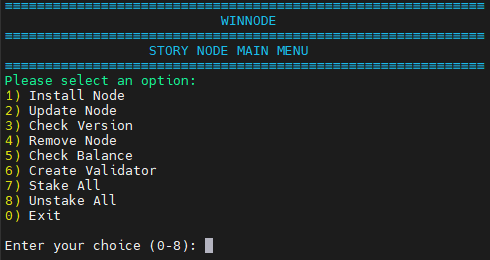 Story Node Menu Interface